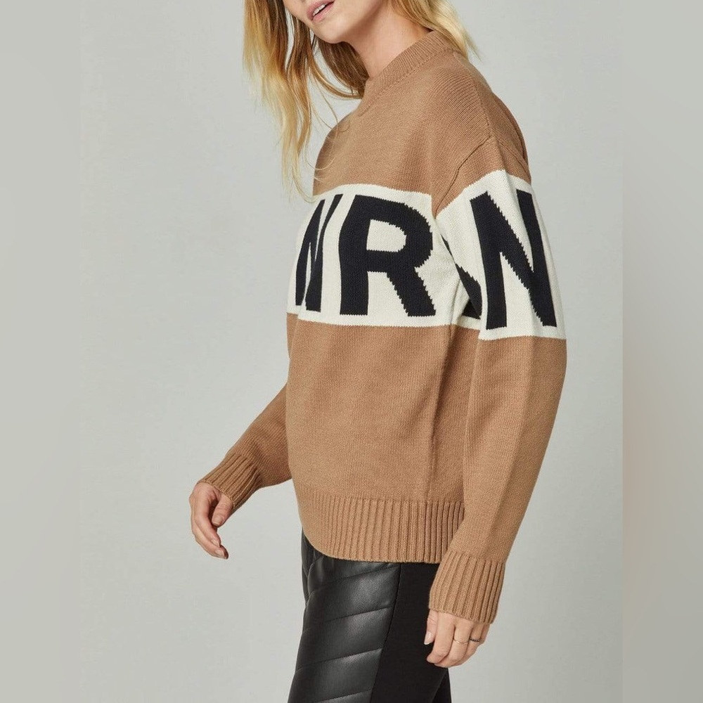 ANR LOGO SWEATER Alp-n-Rock Latte Luxury Ski Tan Unisex Ski Resort Wear $298 - Picture 4 of 5